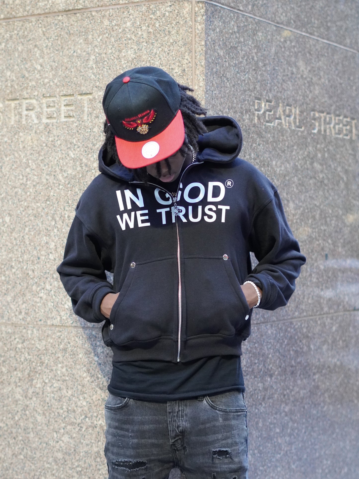 IN GOD WE TRUST HOODIE (BLACK AND WHITE)